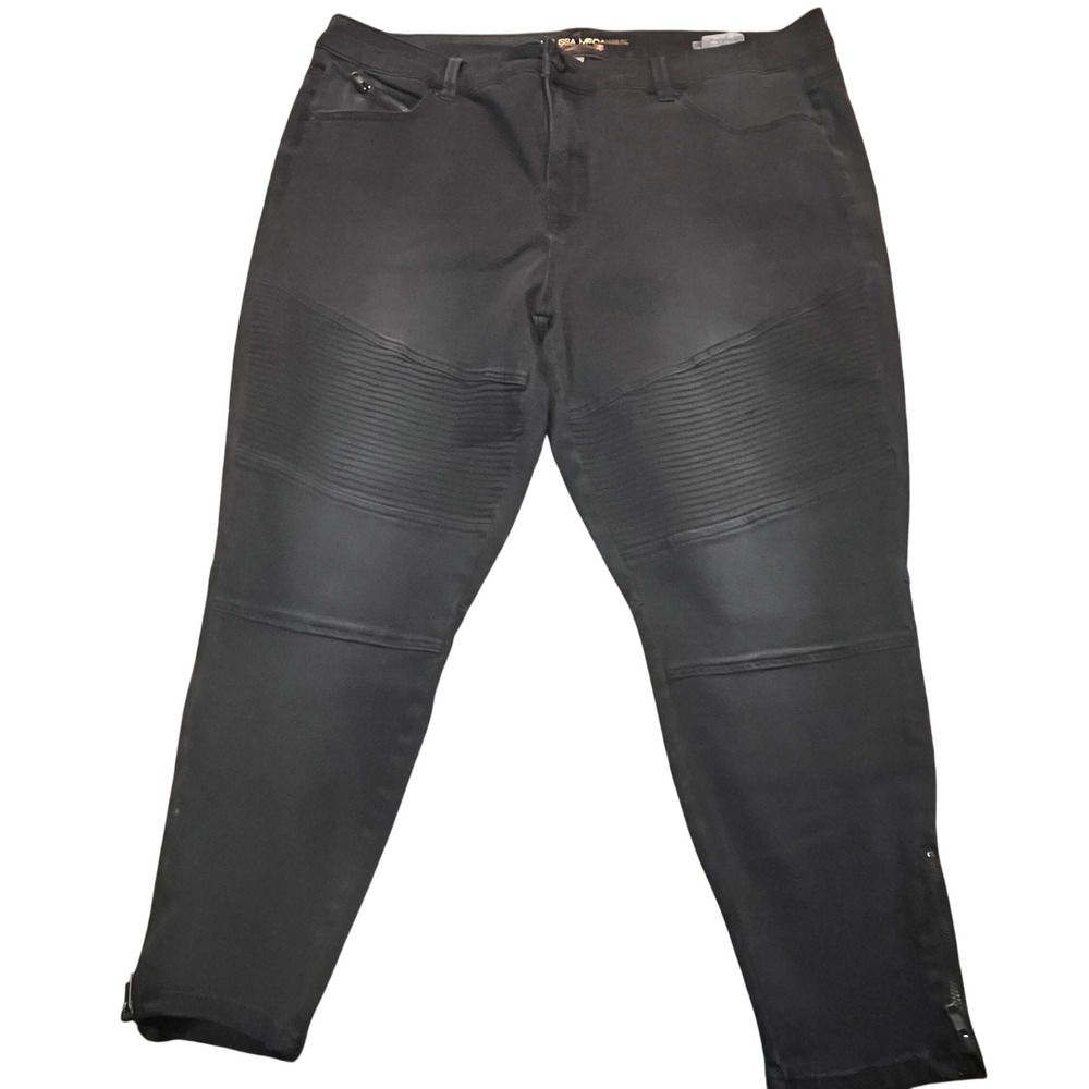 NEW Melissa McCarthy Seven7 Black Moto Pencil Jeans Women 24W Slimming Ankle Zip